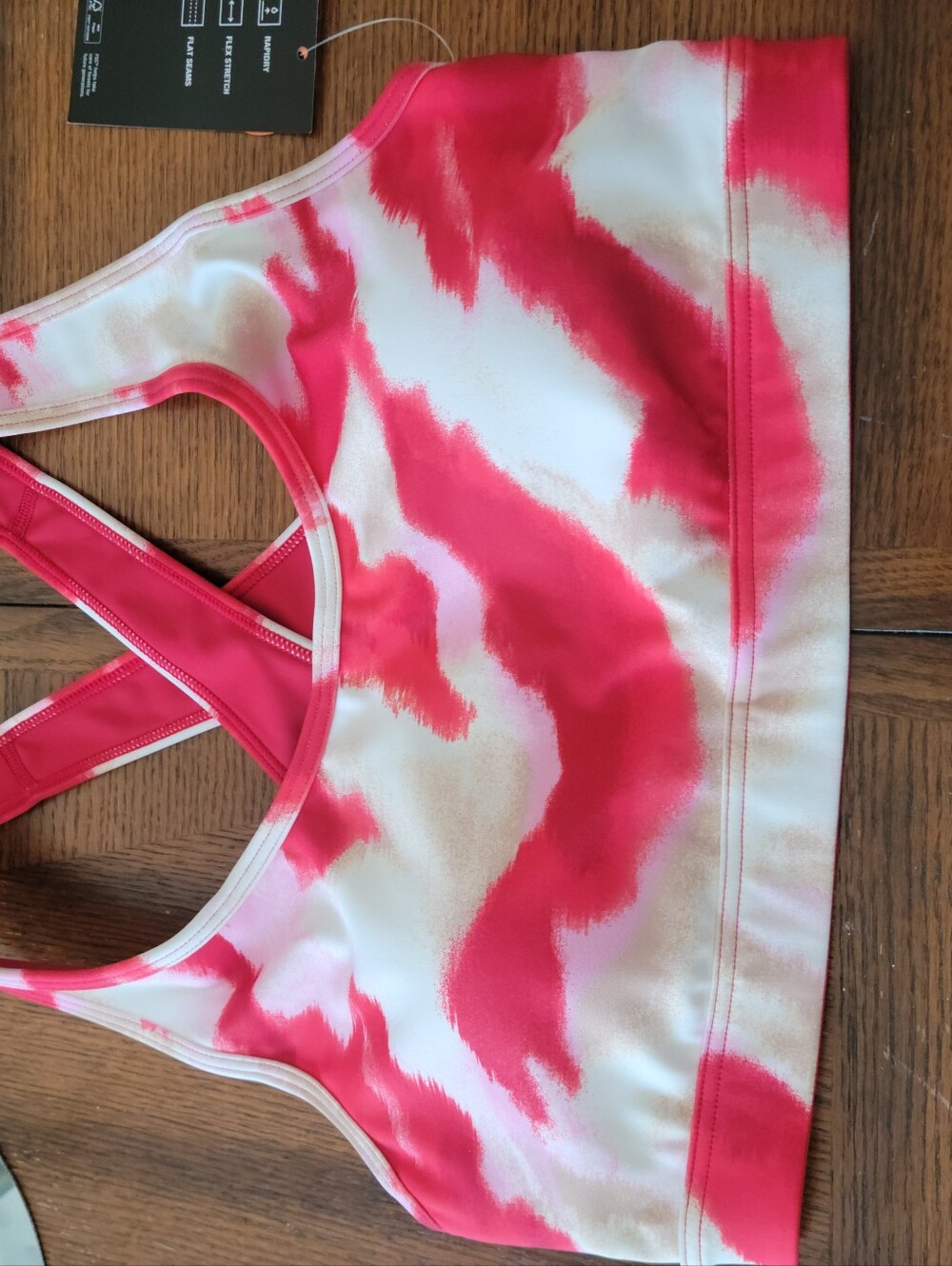 Ideolgy Pink & White Brushstroke Sports Bra